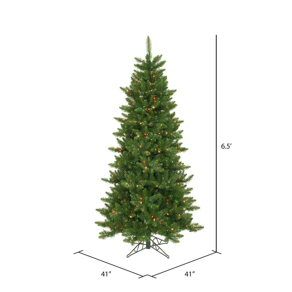 6.5' Camdon Fir Slim Artificial Christmas Tree Multi-colored Dura-lit LED