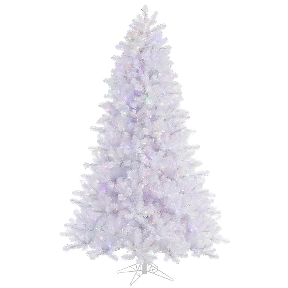 6.5' Crystal White Pine Artificial Christmas Tree600 Multi-Colored LED Lights