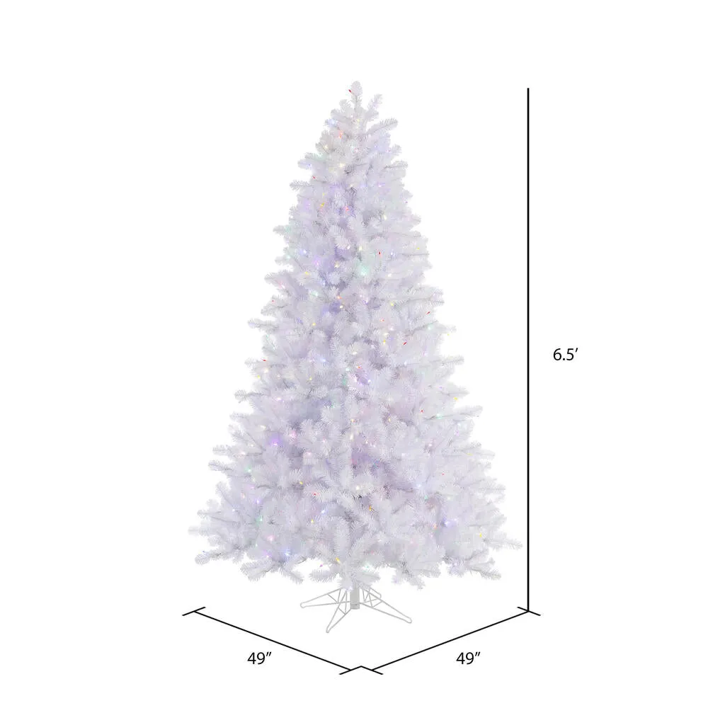 6.5' Crystal White Pine Artificial Christmas Tree600 Multi-Colored LED Lights