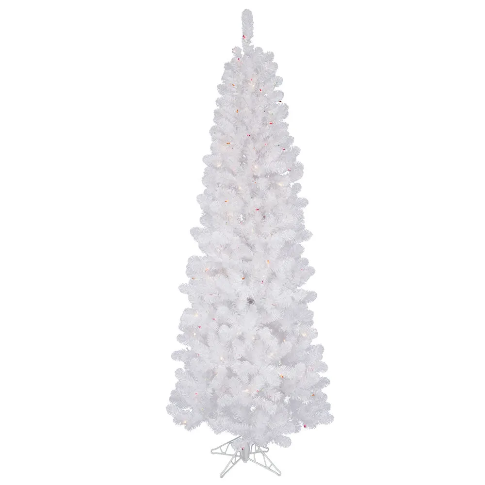 6.5' Pencil Pine Christmas Tree, 300 Multi-Colored LED Lights