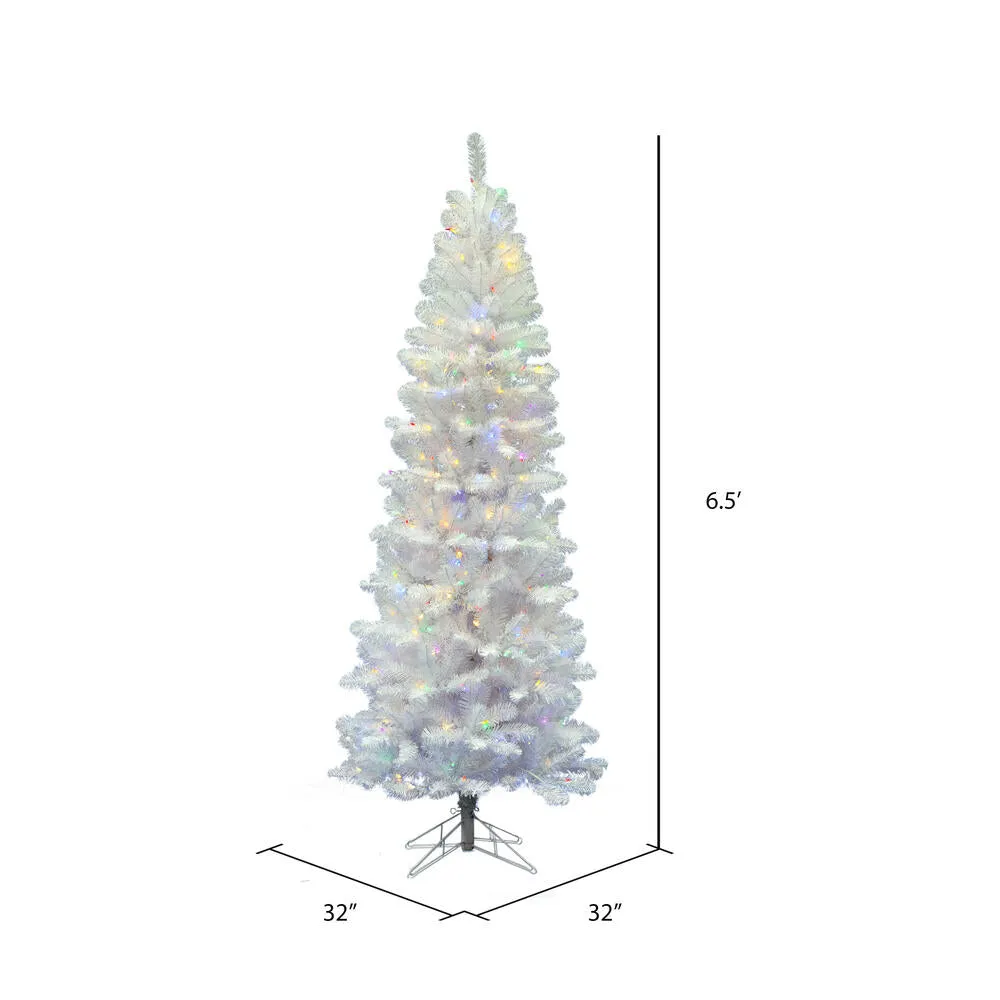 6.5' Pencil Pine Christmas Tree, 300 Multi-Colored LED Lights