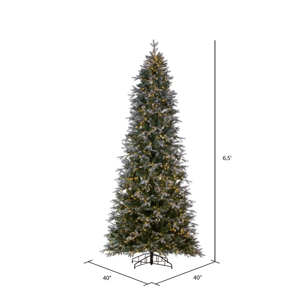 6.5' x 40" Frosted Douglas Fir Artificial Pre-Lit Xmas Tree Warm White 3mm LED