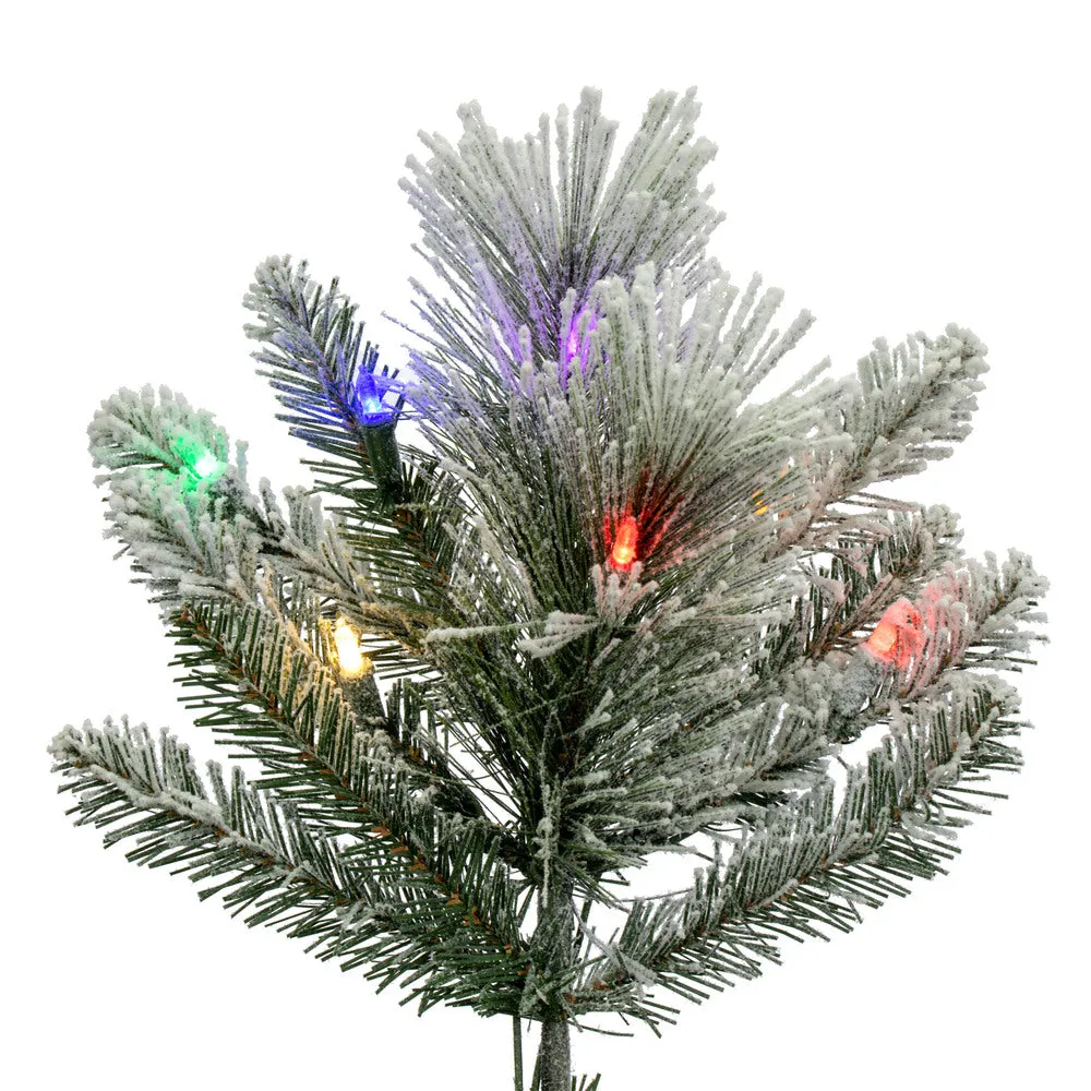 6.5' x 42" Flocked Jackson Pine Artificial Pre-Lit Xmas Tree Colored Lights.