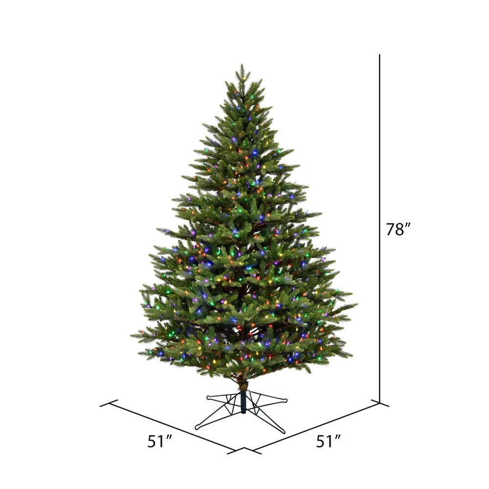 6.5' x 51" Douglas Fir Artificial Christmas Tree Multi-colored Dura-Lit LED