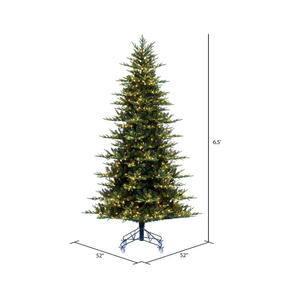 6.5' x 52" Vermont Fraser Fir Artificial Pre-Lit Christmas Tree Warm White LED.