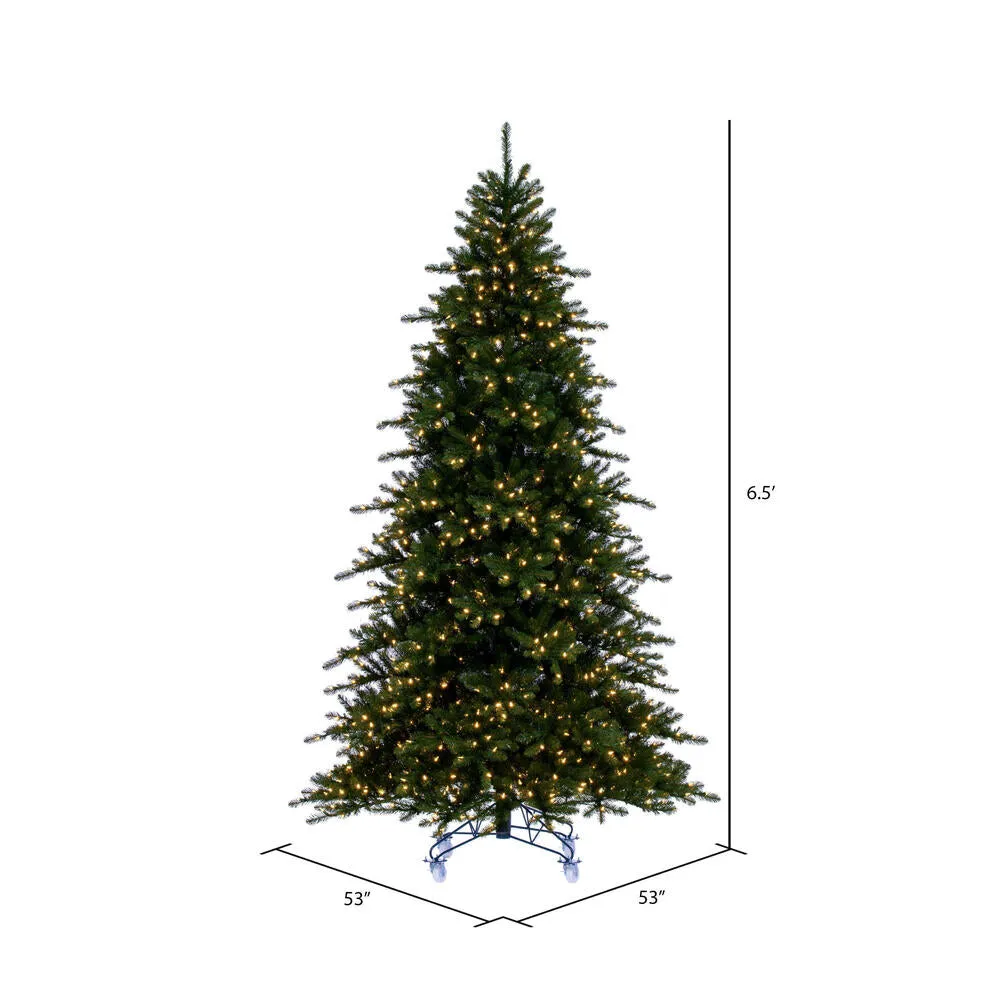 6.5' x 53" Bavarian Pine Artificial Pre-Lit Christmas Tree Warm White Lights.