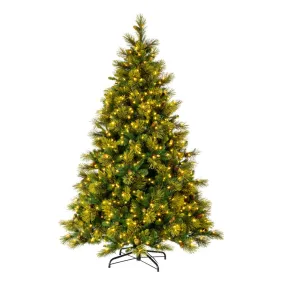 6.5' x 56" Emerald Mixed Fir Artificial Christmas Tree with Warm White LED.