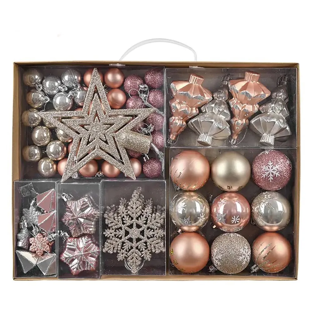 70 pcs Bronze Metal Shaded Big Star themed Christmas Ball Tree ornaments XMAS Decoration Set