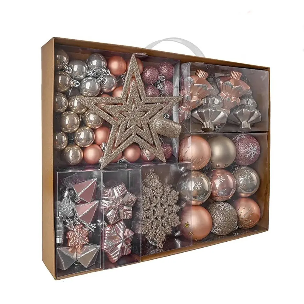 70 pcs Bronze Metal Shaded Big Star themed Christmas Ball Tree ornaments XMAS Decoration Set