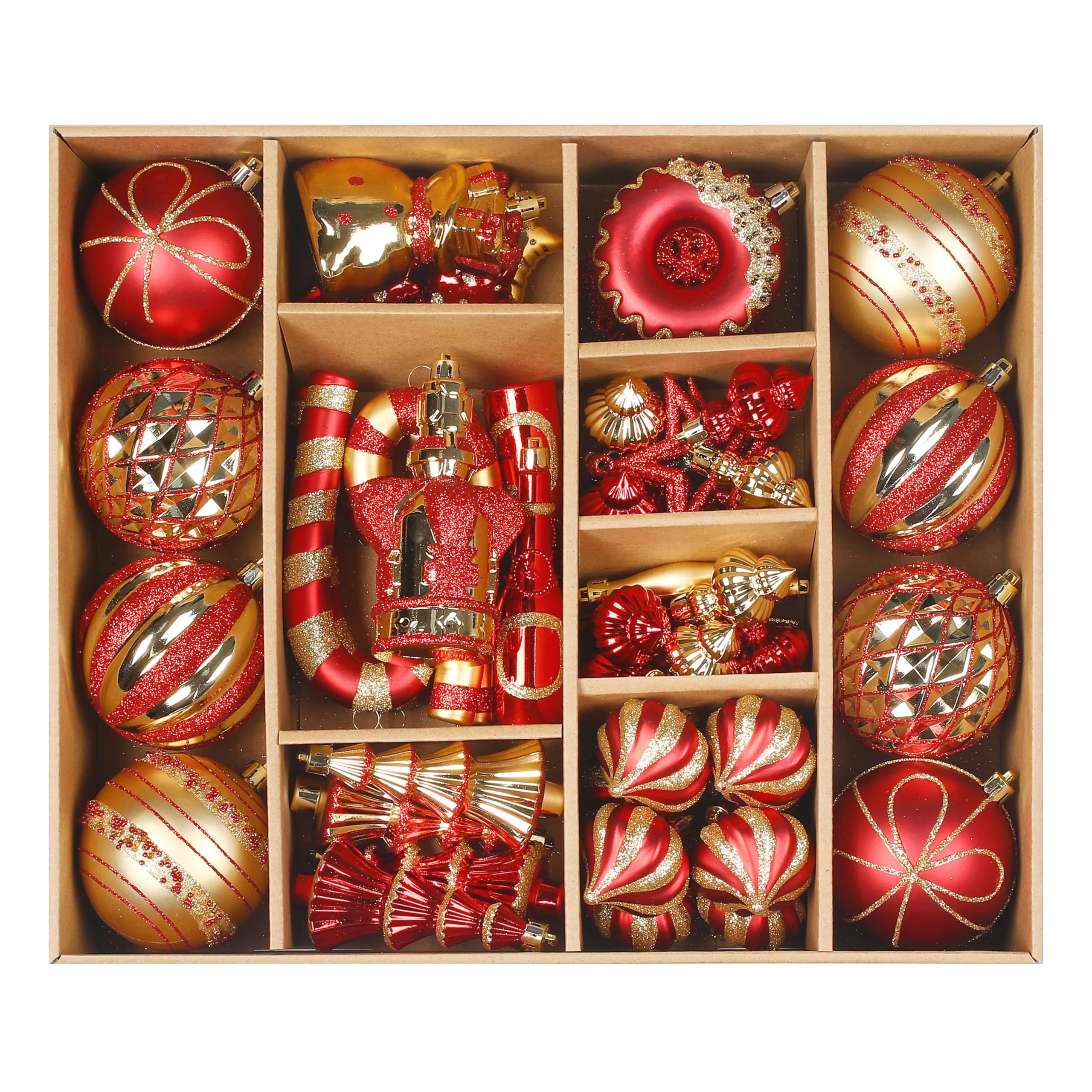 70 Pcs Red and Gold Christmas Ball Ornament Set