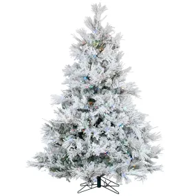 7.5' Flocked Alberta Artificial Christmas Tree Multi-Colored LED Lights