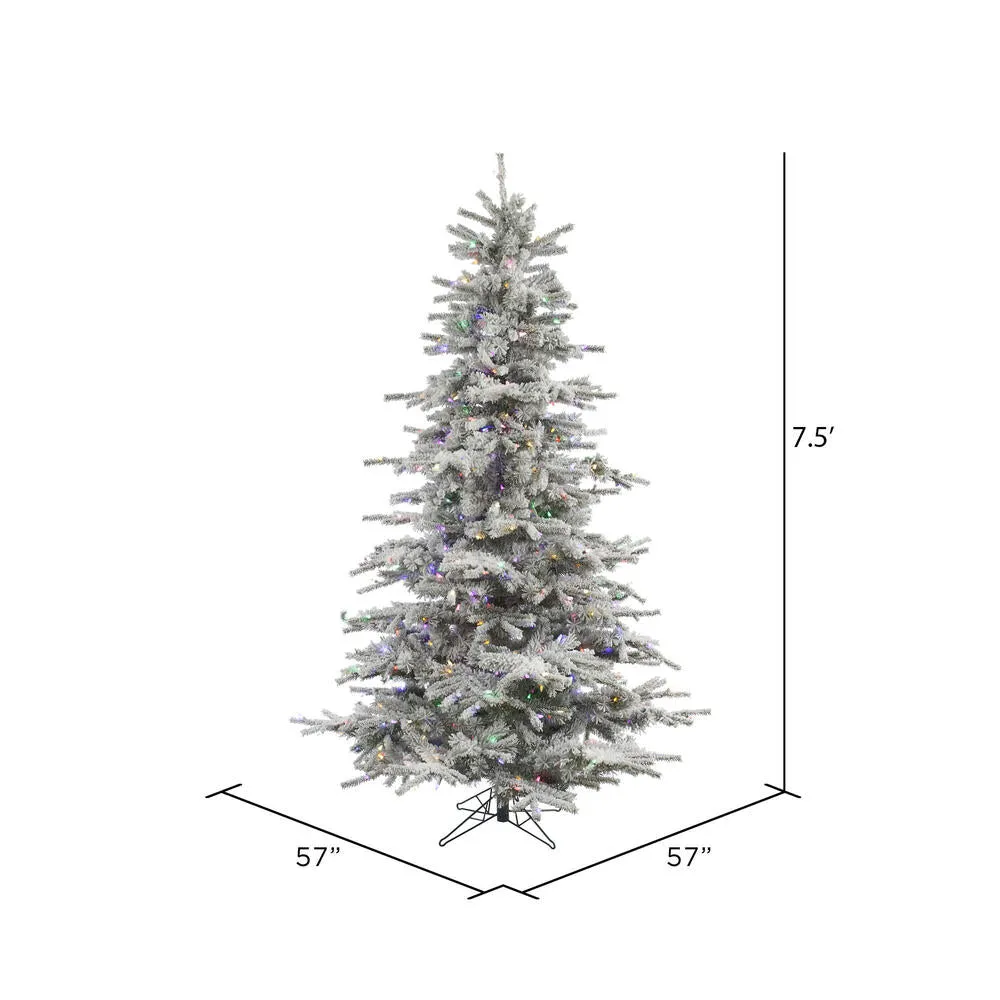 7.5' Flocked Sierra Fir Artificial Christmas Tree Colored LED Dura-Lit lights