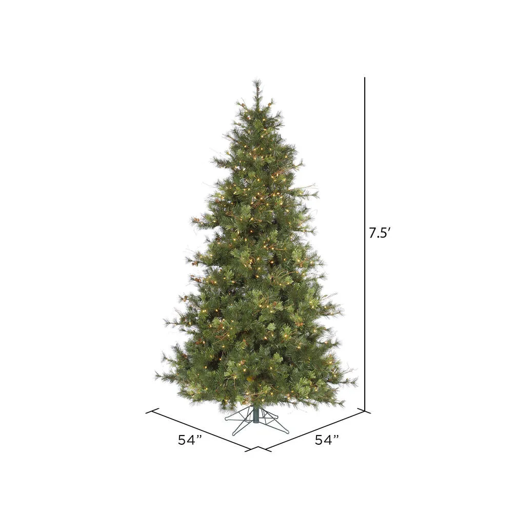 7.5' Mixed Country Pine Slim Artificial Christmas Tree Warm White Dura-Lit LED