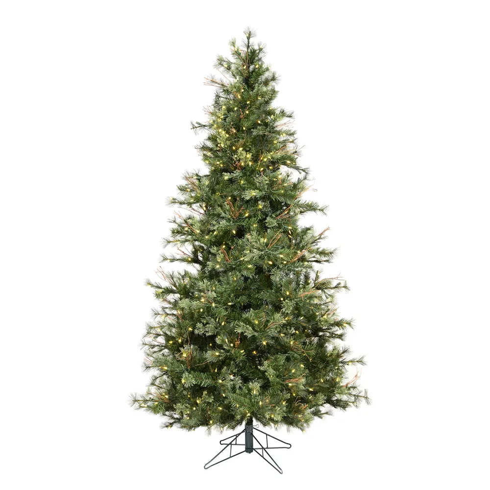 7.5' Mixed Country Pine Slim Artificial Christmas Tree Warm White Dura-Lit LED