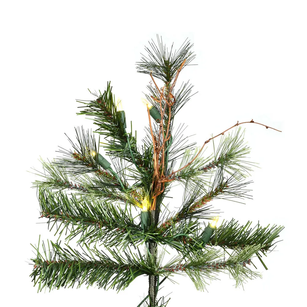 7.5' Mixed Country Pine Slim Artificial Christmas Tree Warm White Dura-Lit LED