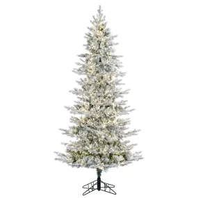 7.5' x 45" Flocked Kiana Artificial Christmas Tree with Warm White LED