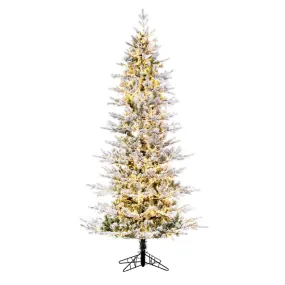 7.5' x 45" Flocked Slim Kiana Artificial Xmas Tree 3mm LED Color Changing Lights