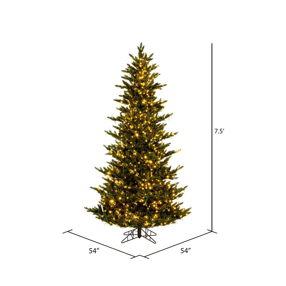 7.5' x 54" Natural Fraser Fir Artificial Xmas Tree 3mm LED Color Changing Lights