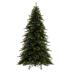 7.5' x 59" Bavarian Pine Artificial Pre-Lit Christmas Tree Multi-Colored Lights.