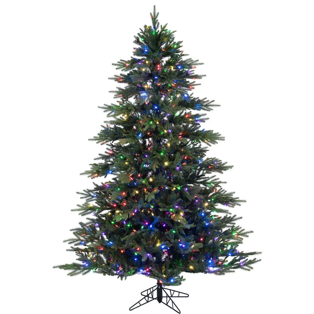 7.5' x 62" Kamas Fraser Fir Artificial Christmas Tree Multi-colored Dura-Lit LED