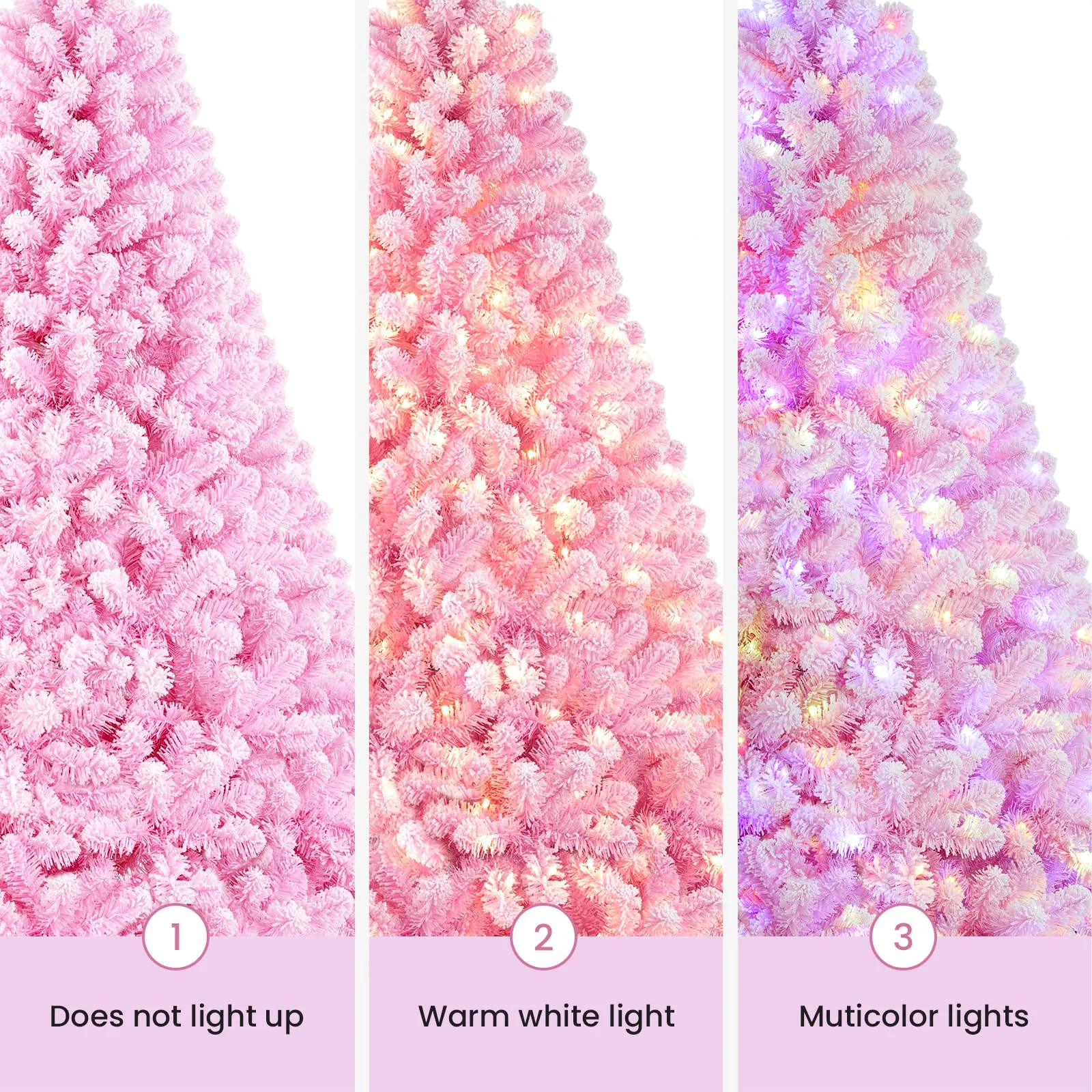 7.5ft Prelit Multi-Color RGB Lights Snow Flocked Artificial Holiday Christmas Tree with Remote