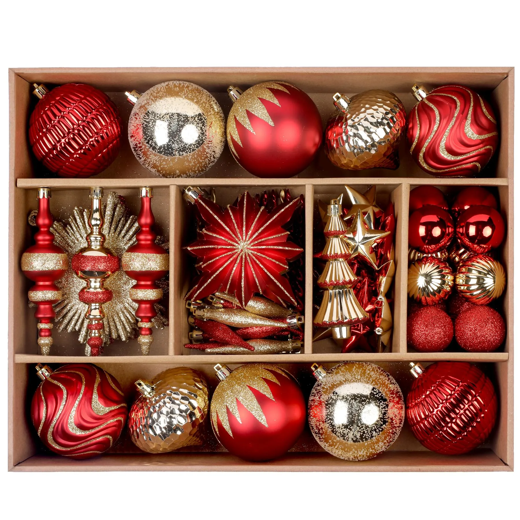 80ct red and gold christmas ball ornaments.