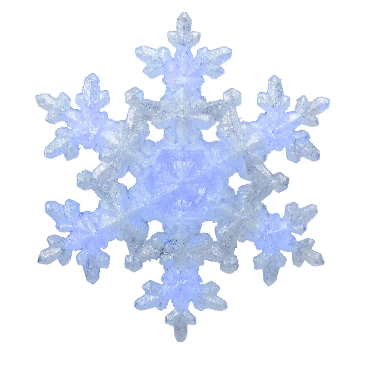 9.25" White and Blue Lighted Sparkly Snowflake Christmas Tree Topper - Clear Lights