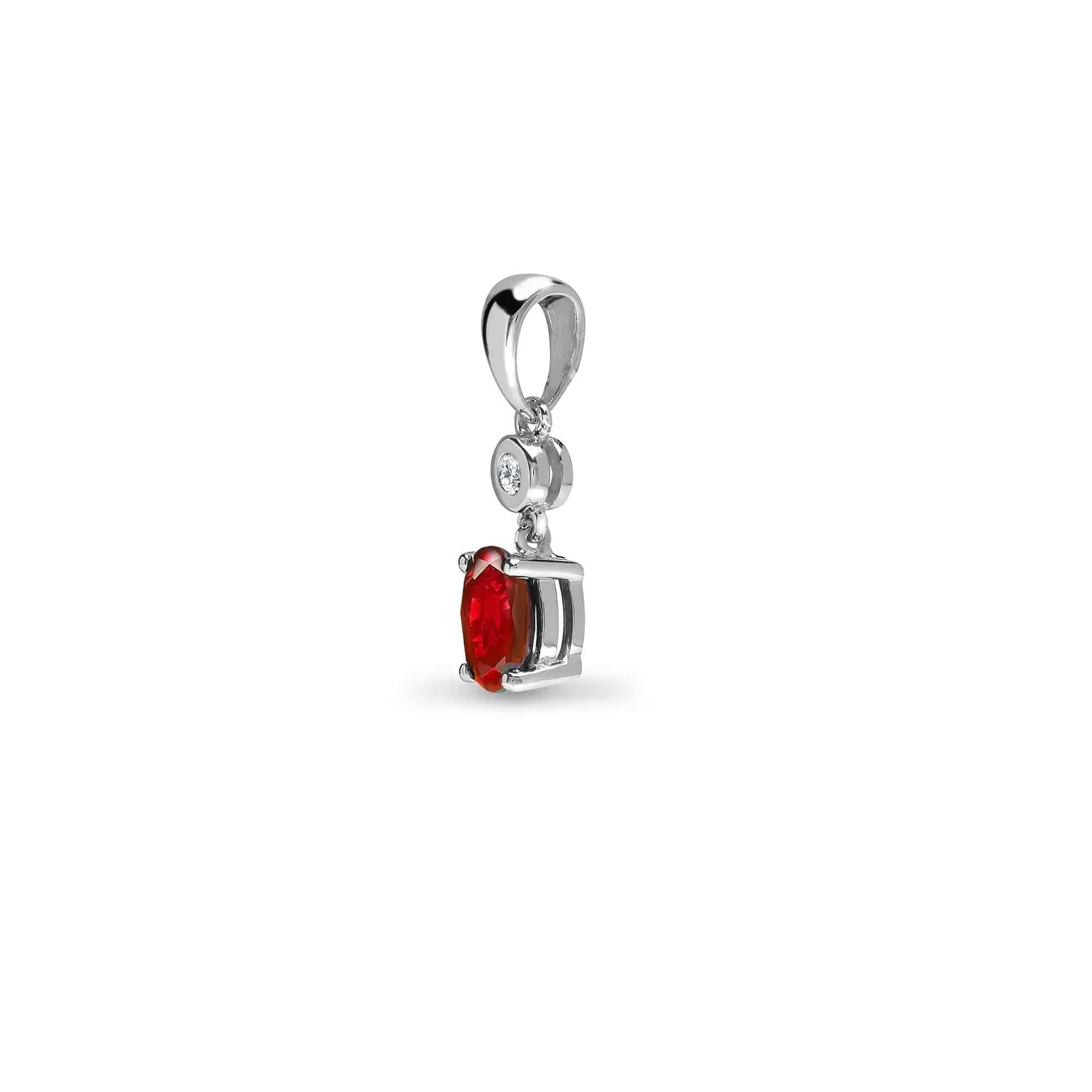 9ct White Diamonds -4pts Ruby -63pts  Drop Pendant