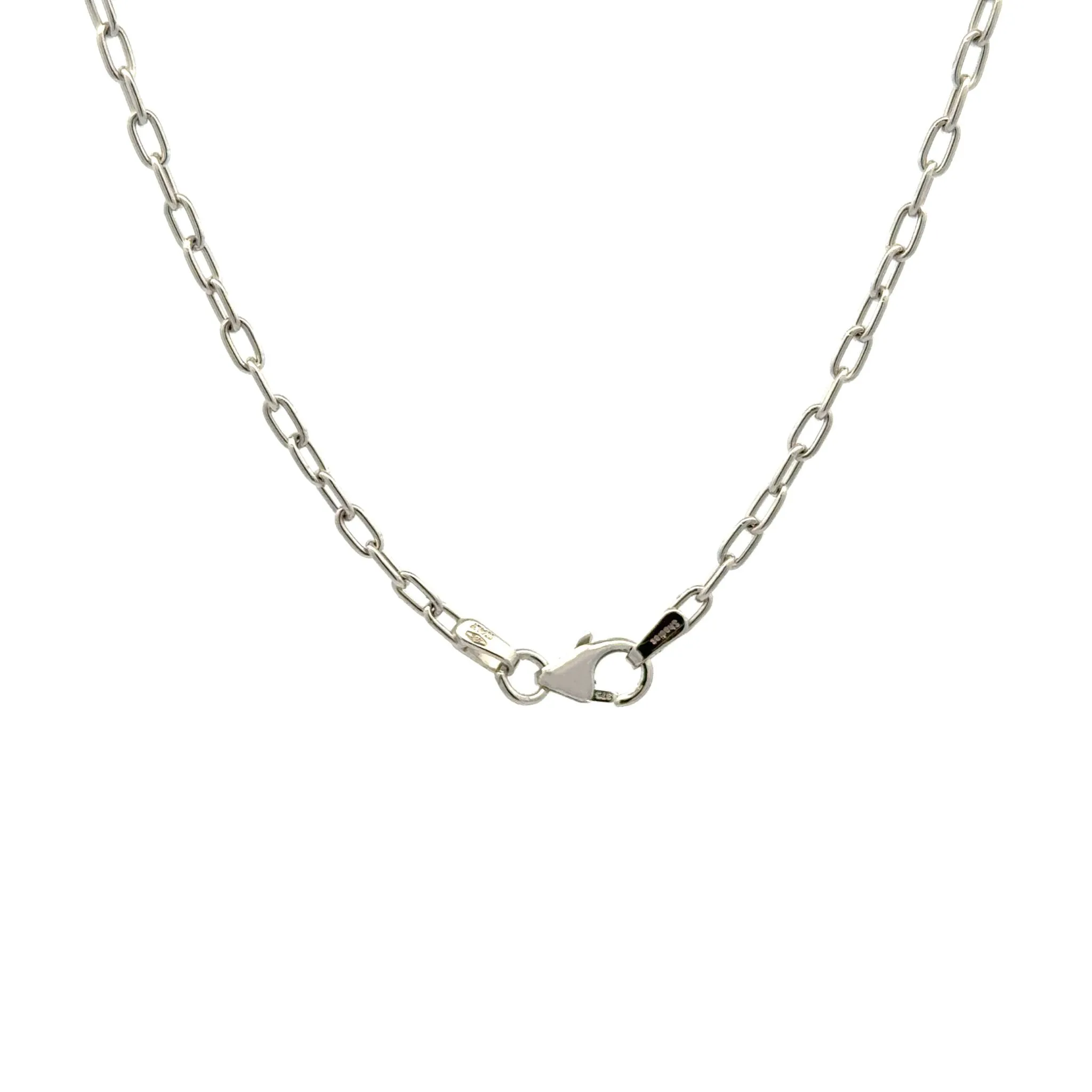 9K White Gold Polished 50cm Elongated Trace Chain