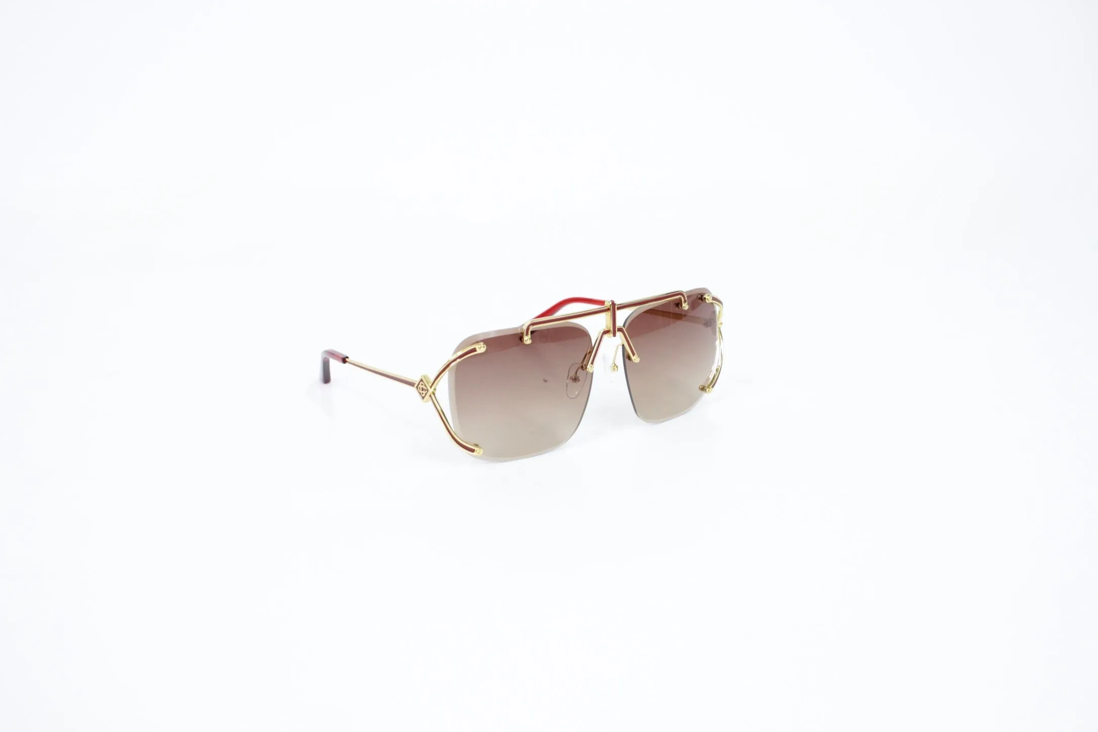 ACETATE & METAL SQUARE AVIATORS-GOLD/ WINE/ BROWN GRADIENT-O/S