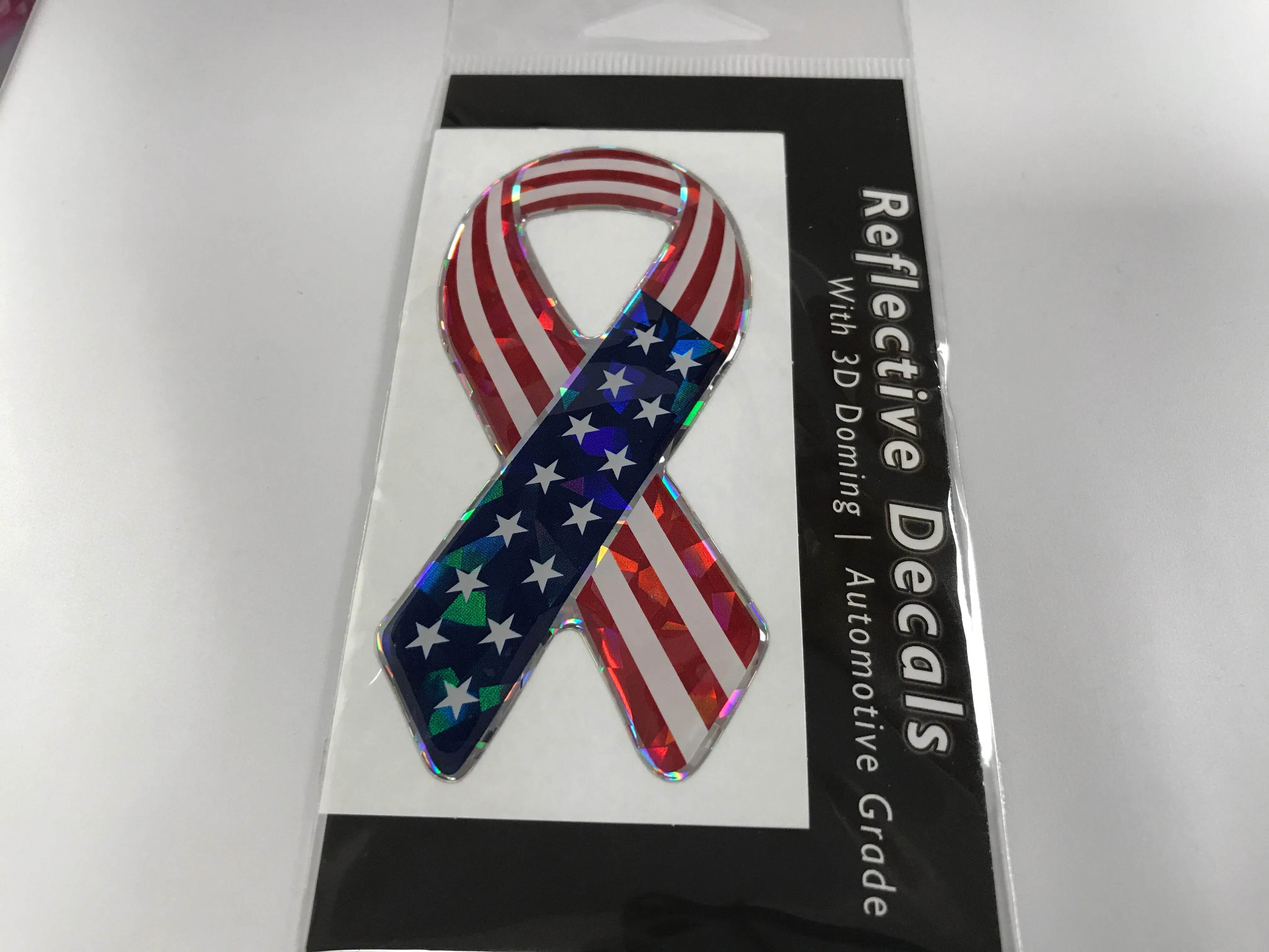 American Flag Ribbon Reflective Decal