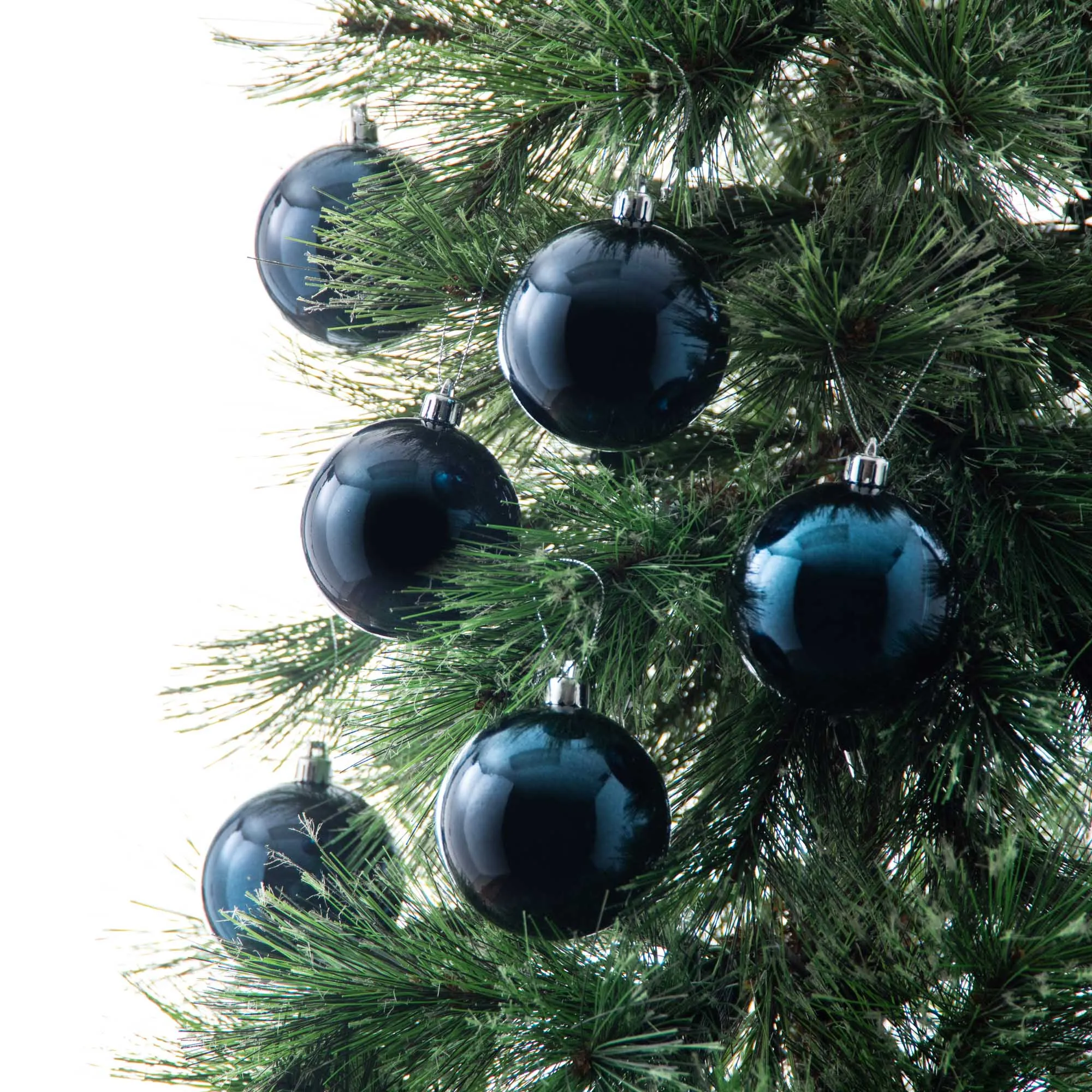 Antiqued Midnight Navy Blue Mercury Look Holiday Christmas Ball Ornament Set of 6