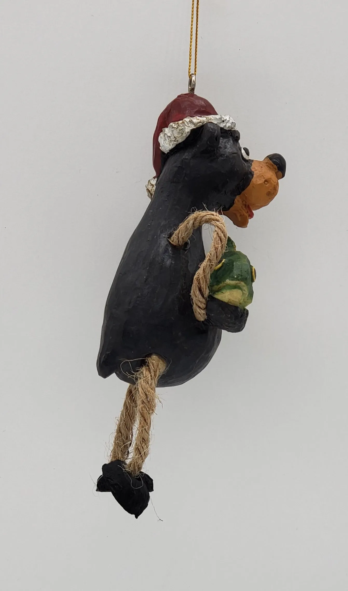 Bear Holding Bass Christmas Ornament