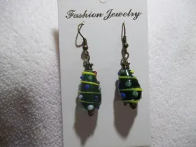 Bronze Glass Christmas Tree Earrings (E758)