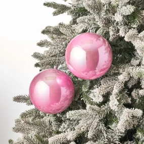 Bubblegum Pink Iridescent Shatterproof Ball Christmas Ornament Holiday Dream House Decor - 2 Size Options Available