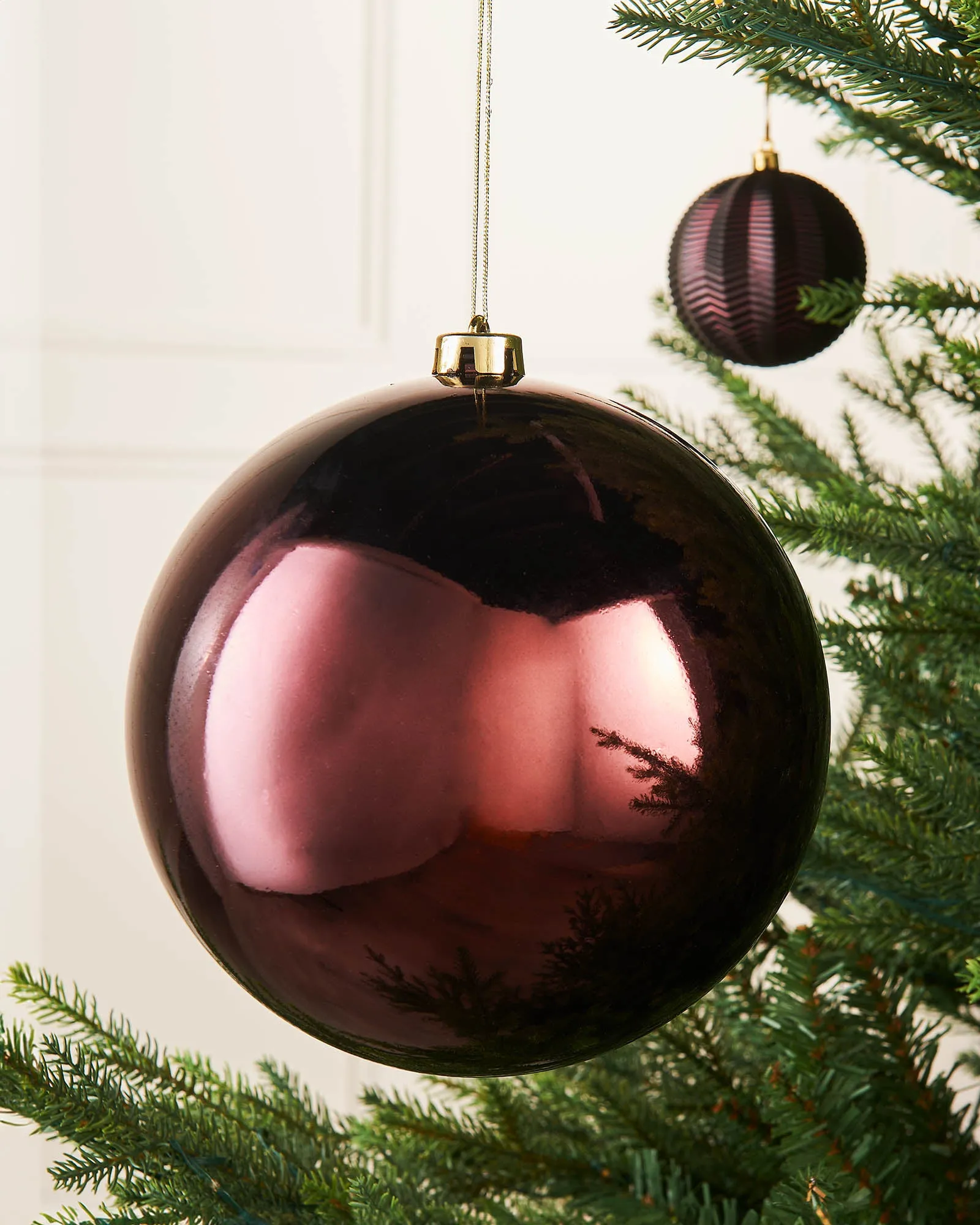 Burgundy Large Gloss Shatterproof Bauble, 20 cm