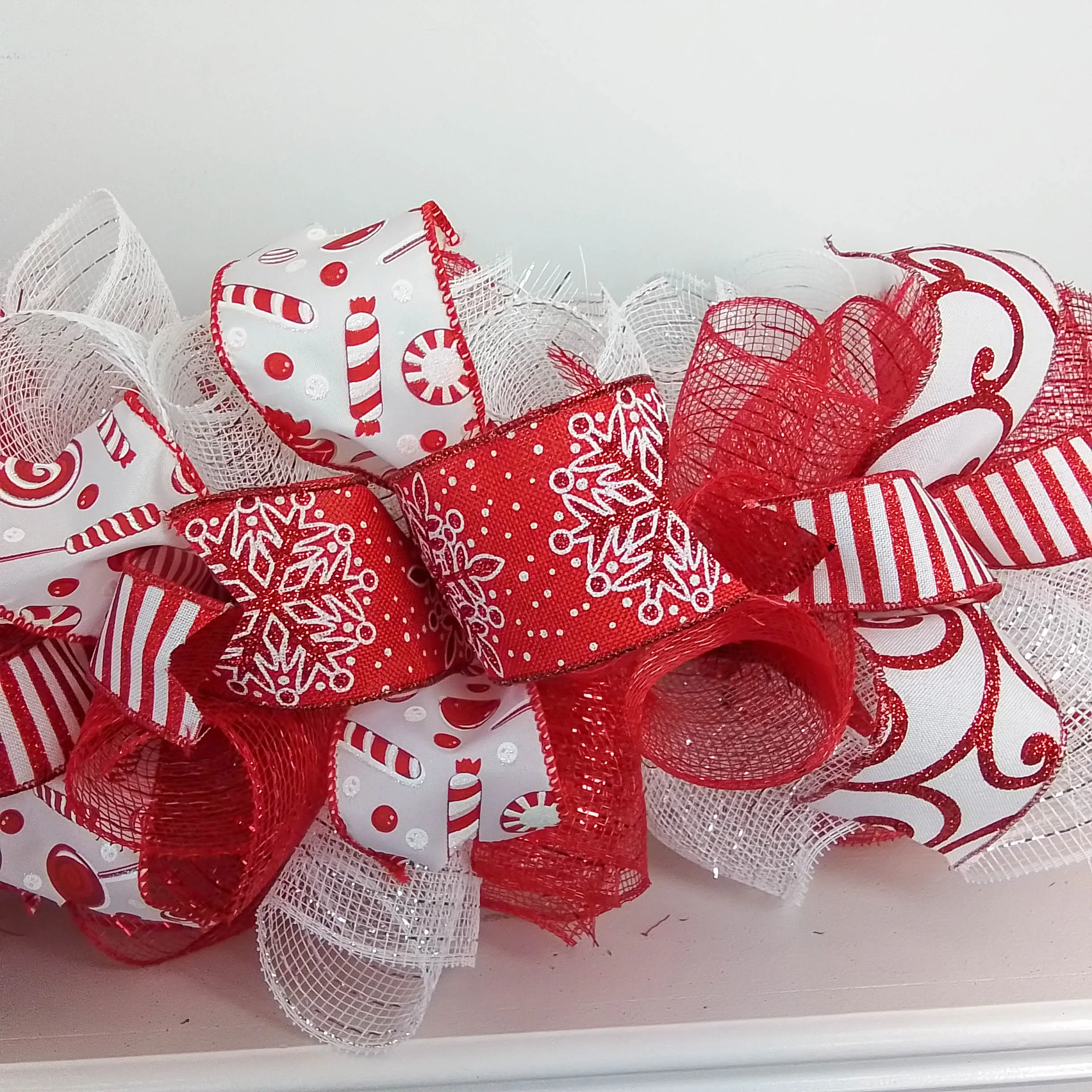 Candy Cane Christmas Tree Bow Topper | Gift Bow | Red White