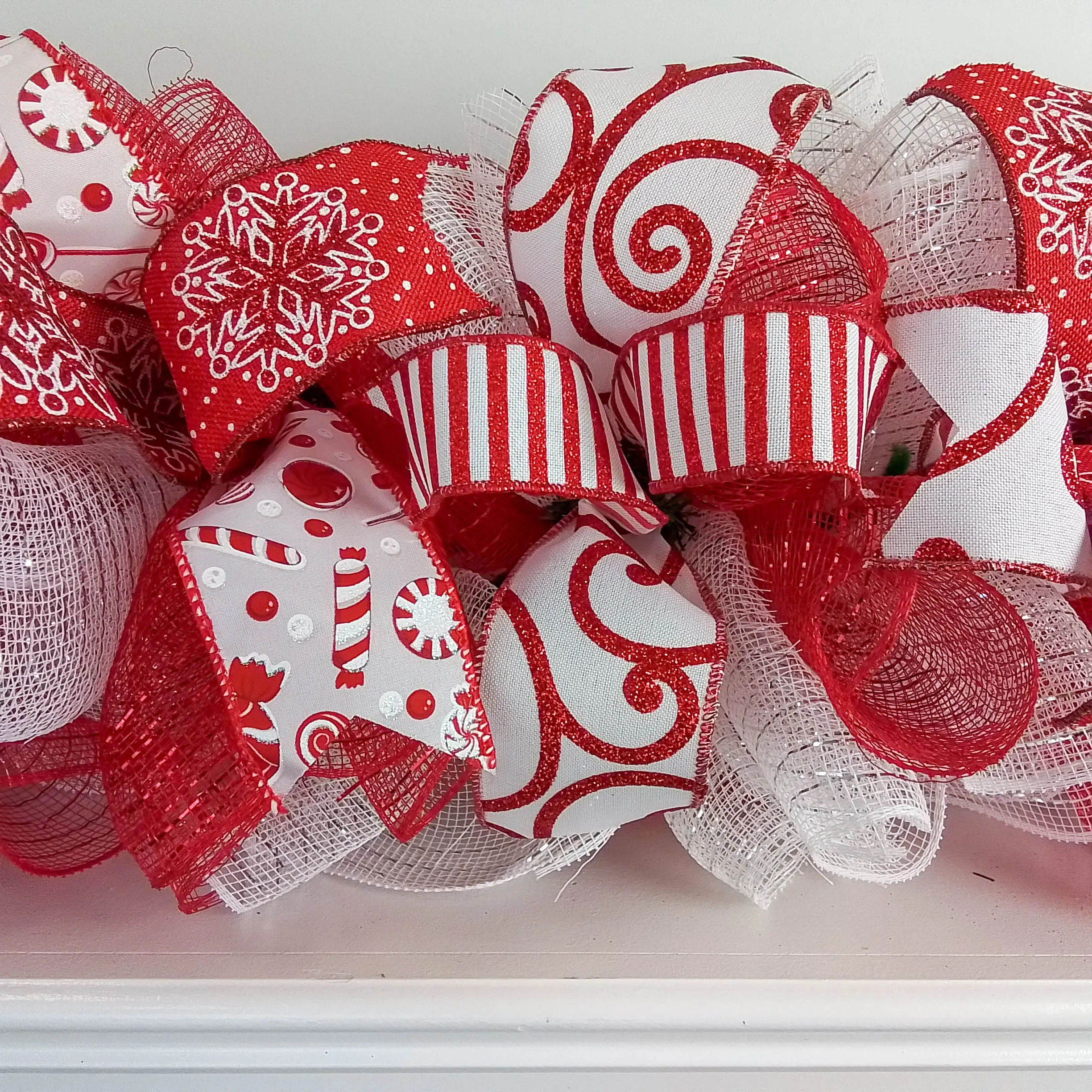 Candy Cane Christmas Tree Bow Topper | Gift Bow | Red White