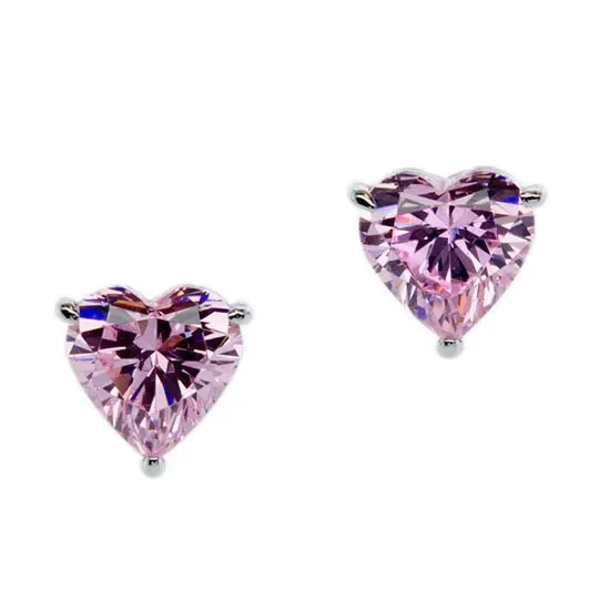 CARAT* London Camden Heart Stud Earrings 1ct 9k White Gold Pink