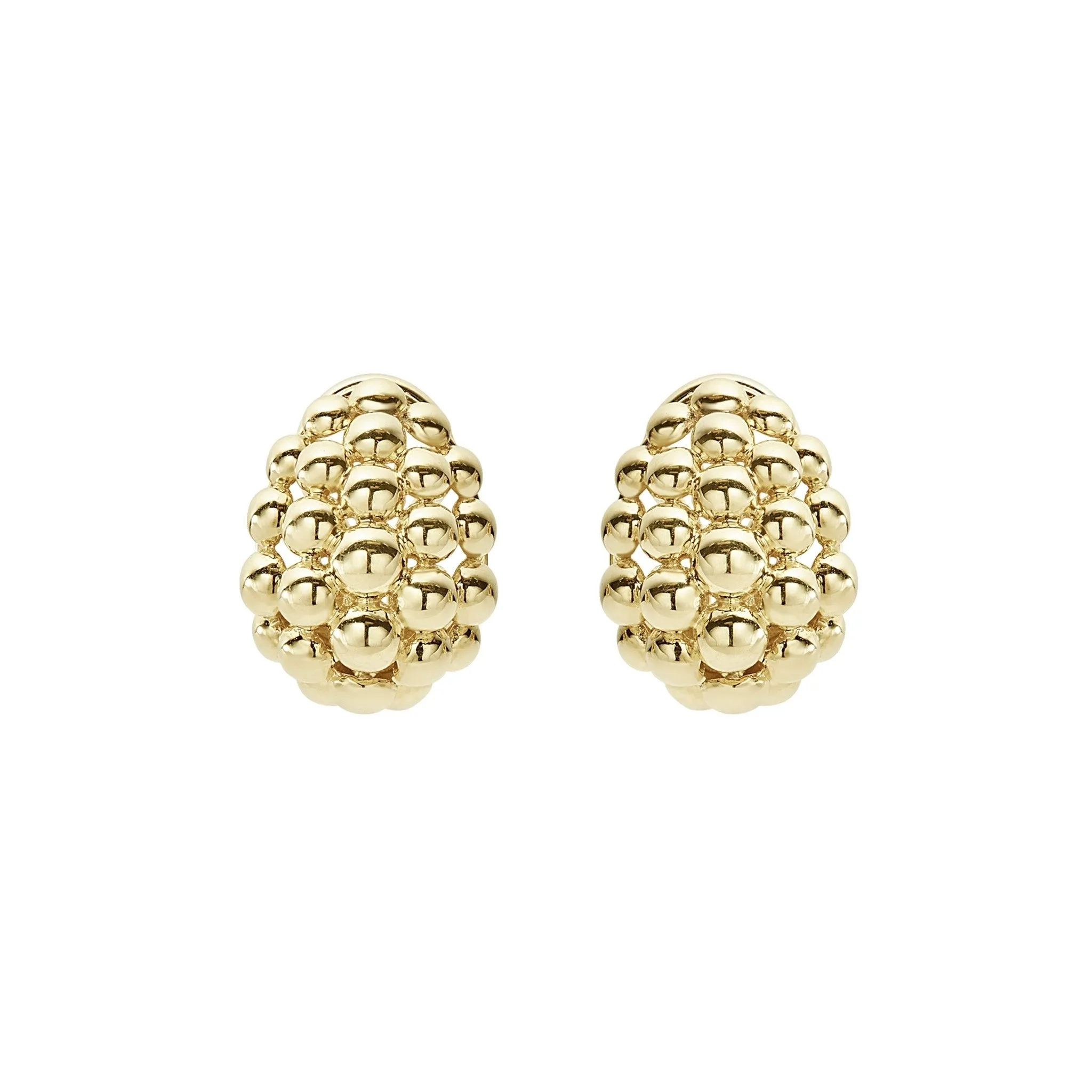 Caviar Gold Small 18K Gold Omega Clip Earrings