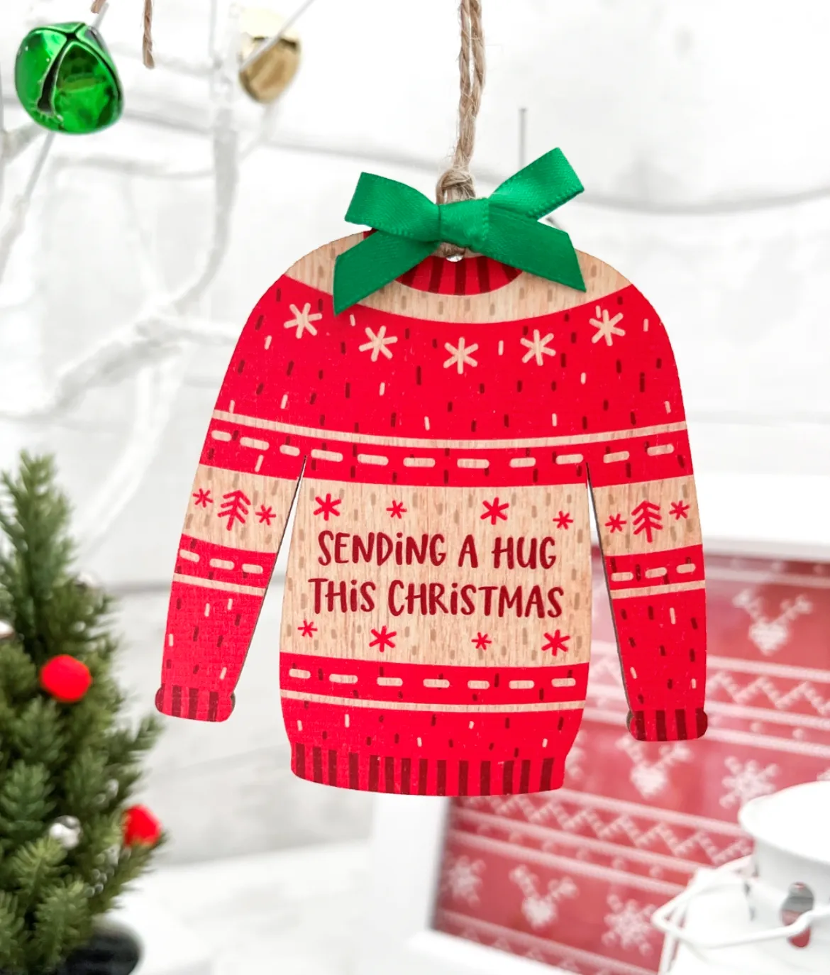 Christmas Jumper Tree Decoration ‘Sending A Hug This Christmas’