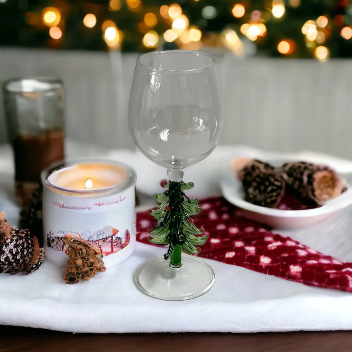 Christmas Tree Stem Wine Glass