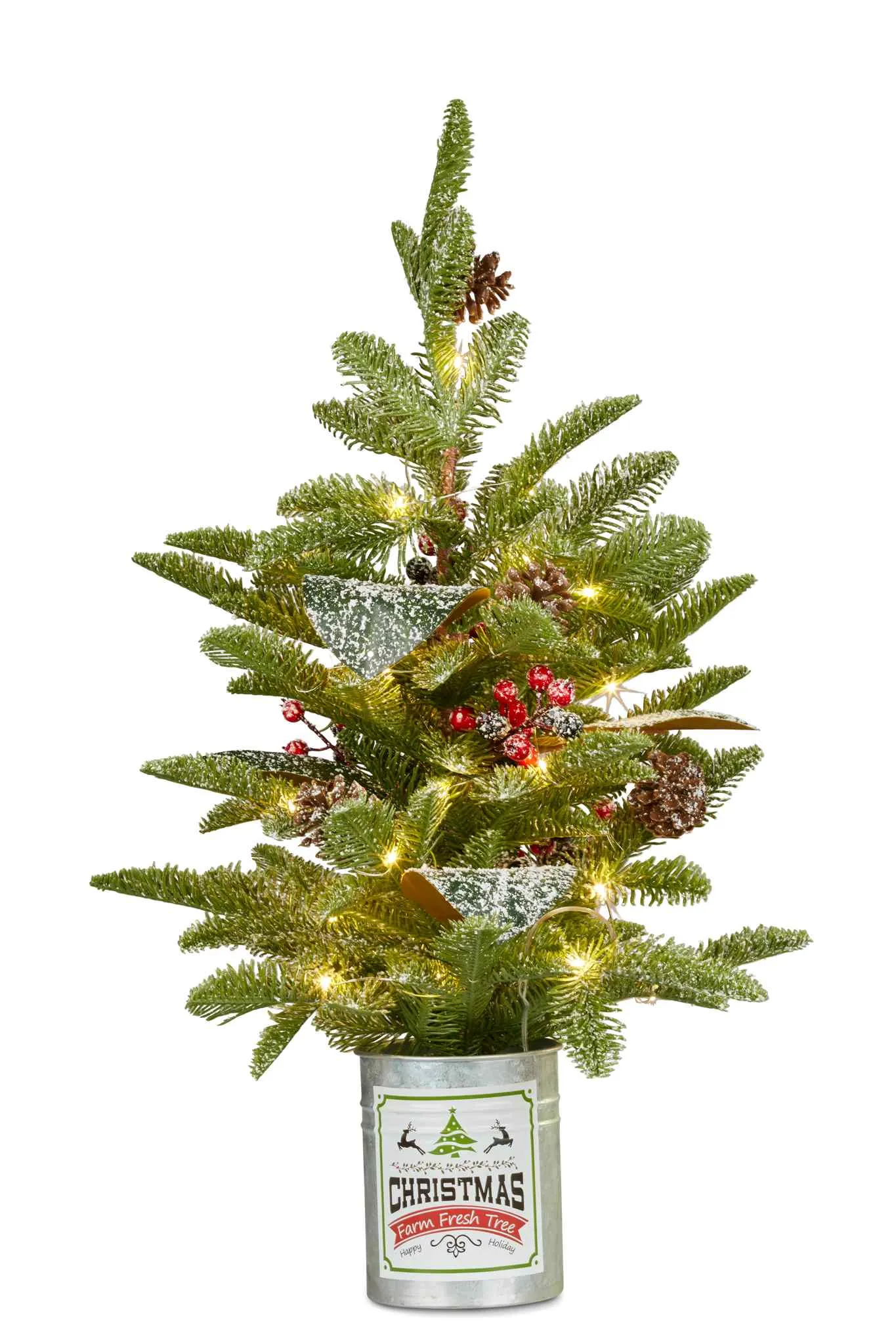 Christmas Tree w Lights in Tin Pot 65 cm