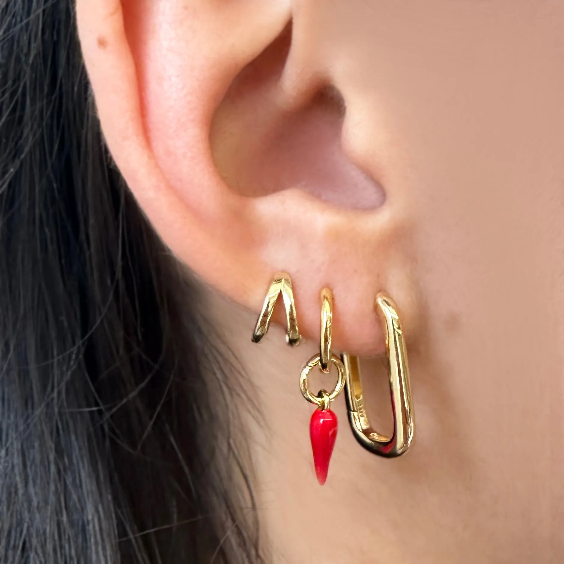 Cornicello Red Charm Earrings - Small