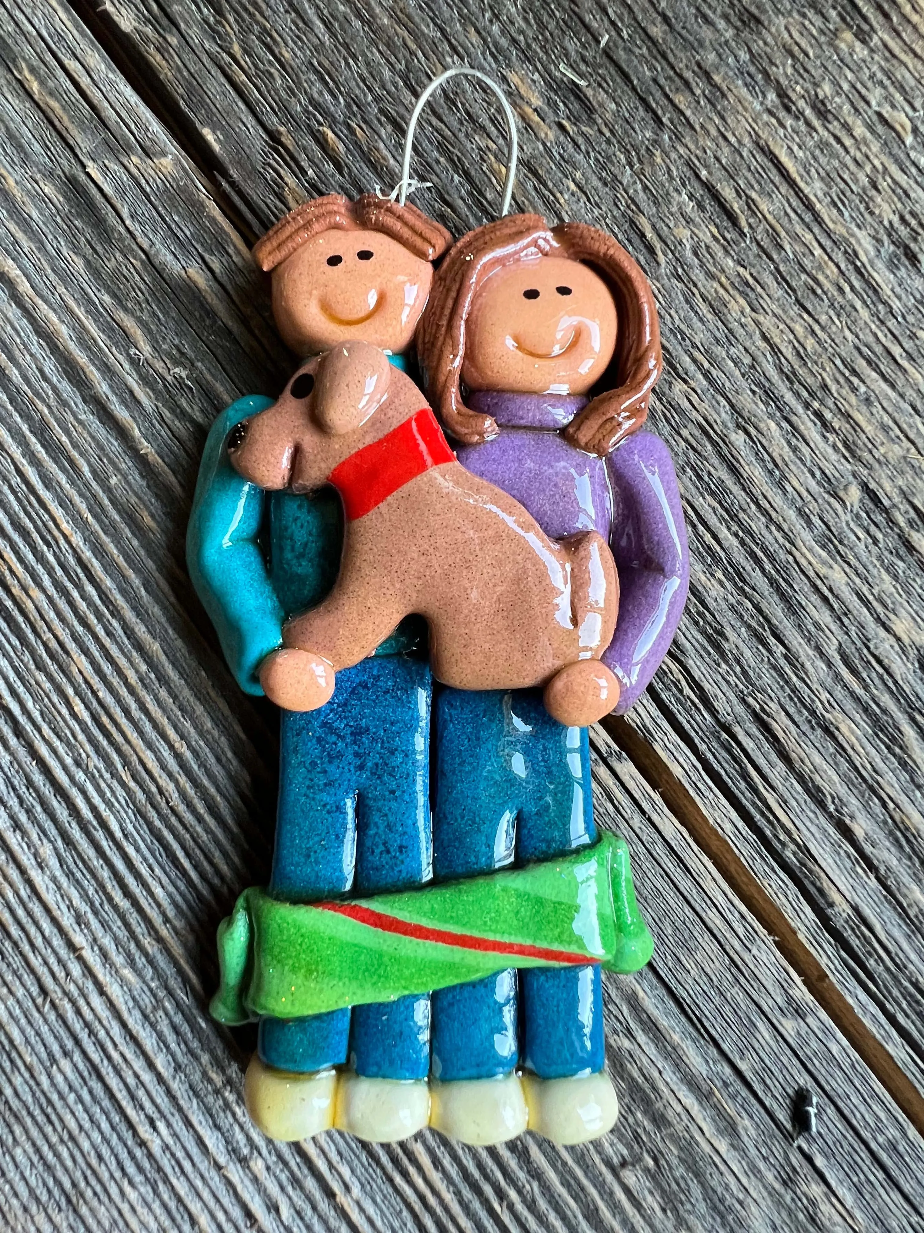 Couple with Dog Christmas Ornament