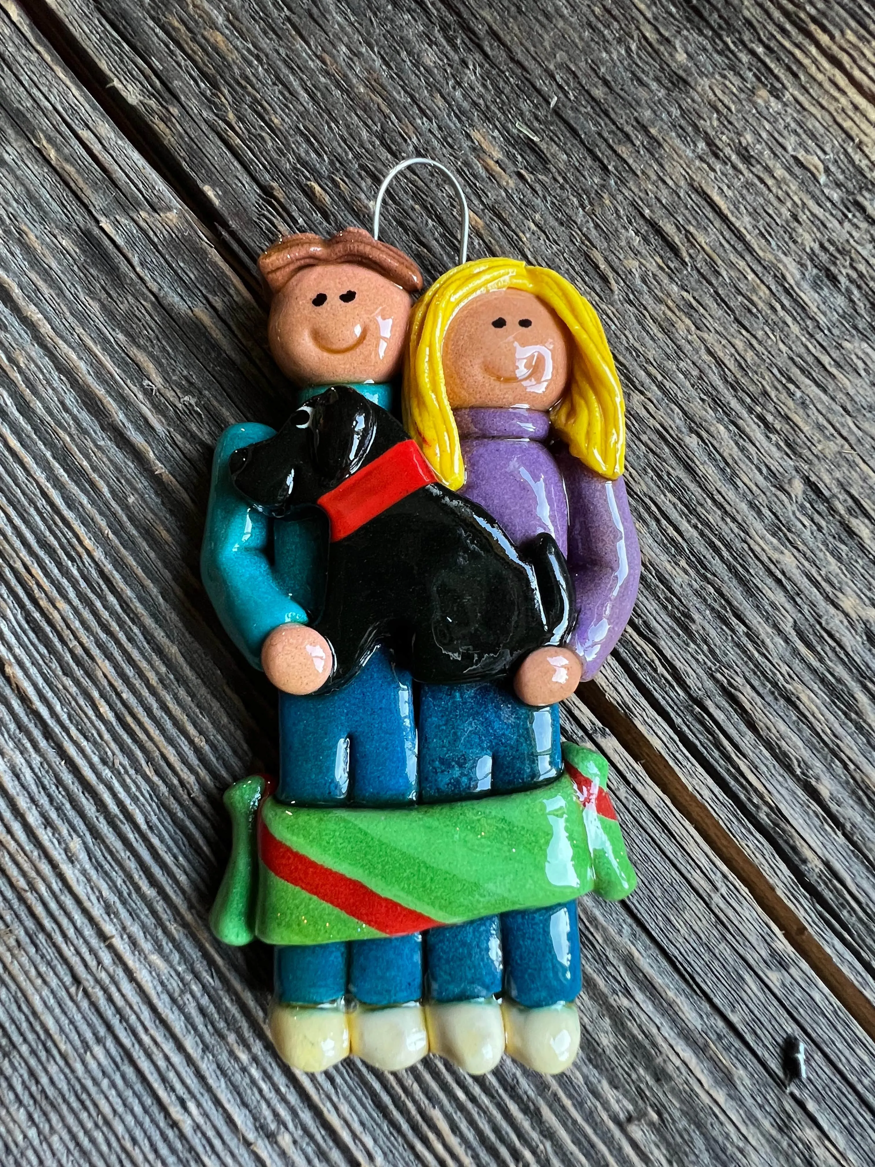 Couple with Dog Christmas Ornament