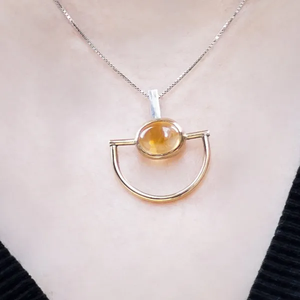 Creating Things by Andrea Rojas Córdoba - Golden Oval Pendant