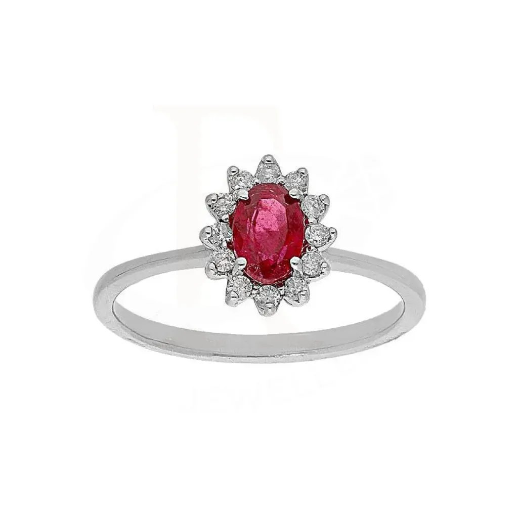 Diamond & Ruby Oval Cut Solitaire Ring in 18KT White Gold - FKJRN18K2140