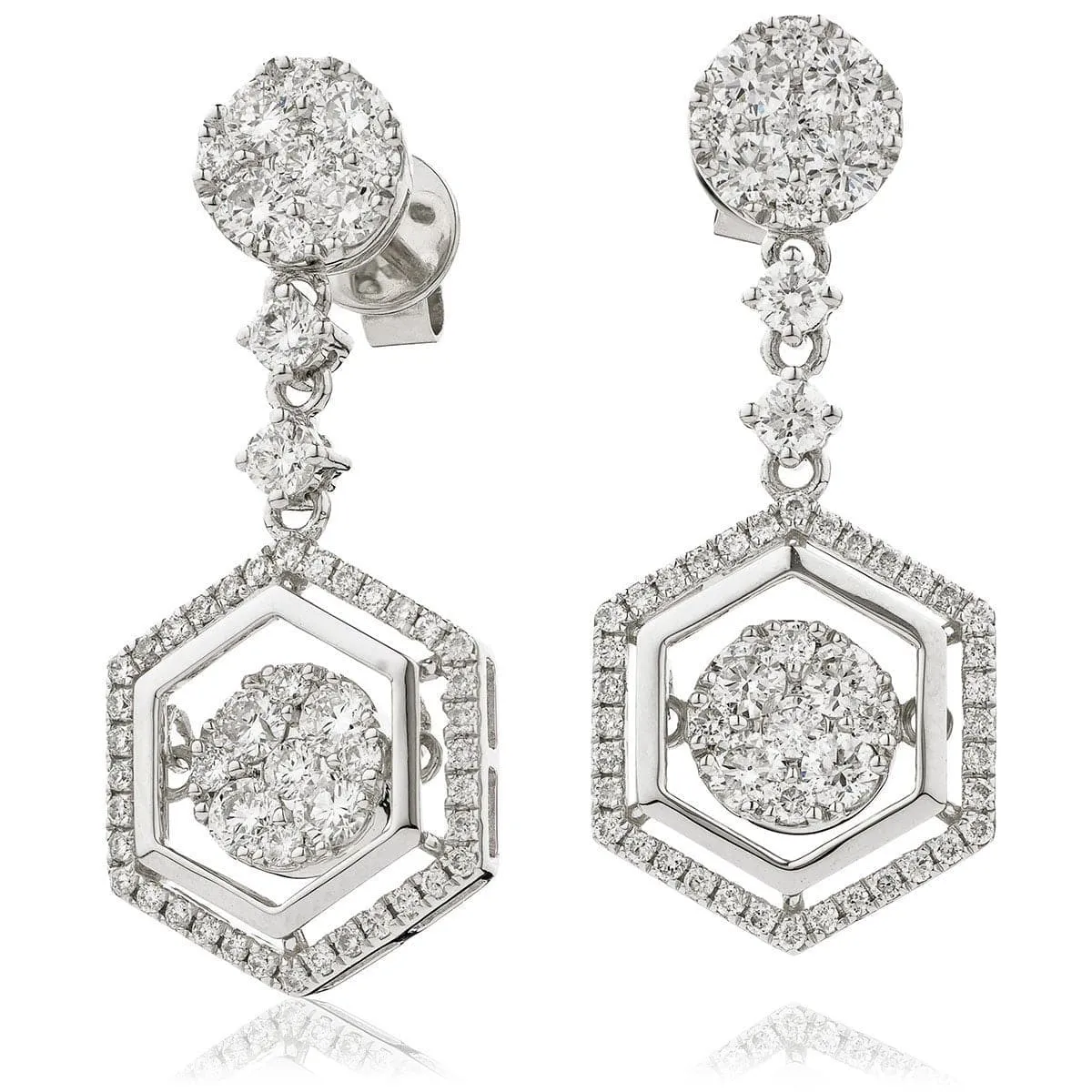 DIAMOND FANCY MOVEABLE EARRINGS IN 18K WHITE GOLD