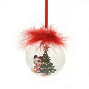 Disney Christmas <br> Feather Glass Bauble <br> Mickey Mouse